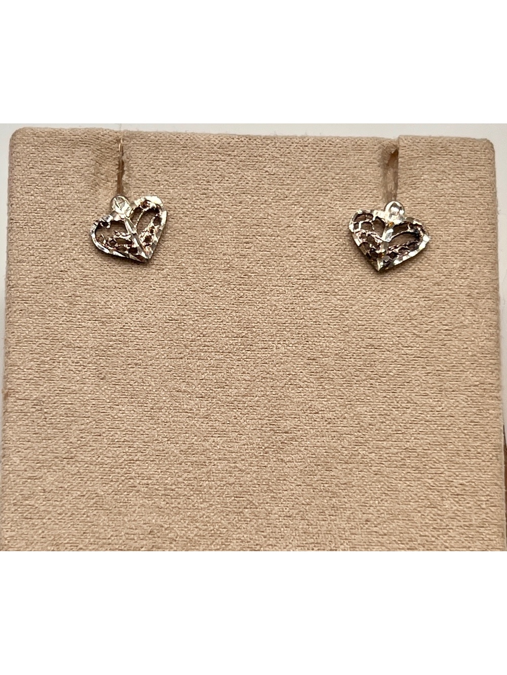 925 Sterling Silver Cutout Heart Stud Earrings Textured Design